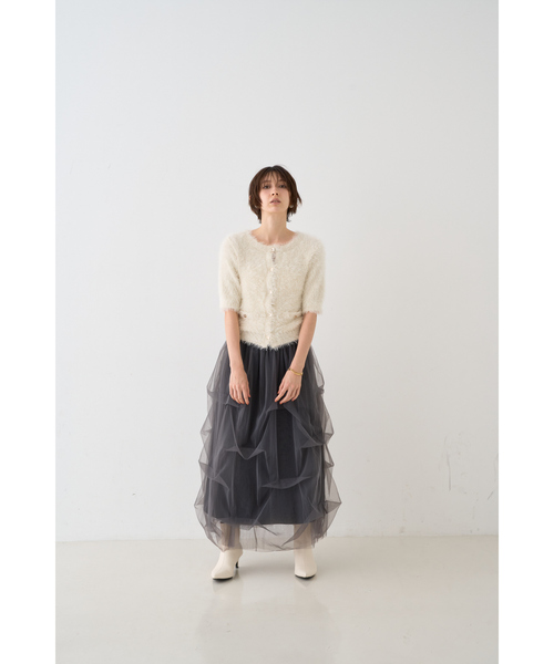 EMMA　ROUGE VIF（エマルージュヴィフ）の「【一部店舗限定】ハーフスリーブシャギーニットカーディガン（カーディガン/ボレロ・レディース・ネイビー/アイボリー・フリー）」の22枚目の写真