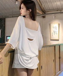 バックオープンオーバーサイズ半袖Tシャツ