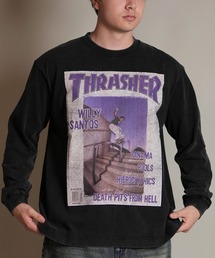 THRASHER/スラッシャー 長袖 Tシャツ ロンT バックプリント ピグメント加工 ヴィンテージ風 254TH1LT069