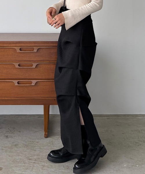 薄手ツイードサイドタックマーメイドスカート（スカート）｜callautia