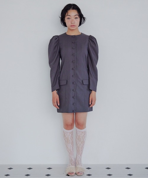 etre loin(エトルワン)の「Volume sleeve mini dress(ワンピース・レディース・グレー/ブラック/ピンクベージュ・M)」の12枚目の写真