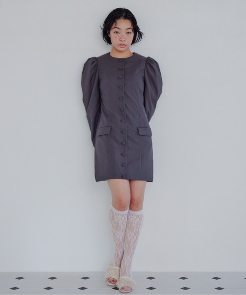 etre loin(エトルワン)の「Volume sleeve mini dress(ワンピース・レディース・グレー/ブラック/ピンクベージュ・M)」の5枚目の写真