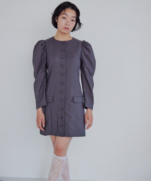 etre loin(エトルワン)の「Volume sleeve mini dress(ワンピース・レディース・グレー/ブラック/ピンクベージュ・M)」の9枚目の写真