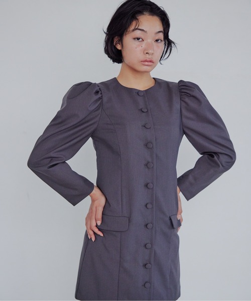 etre loin(エトルワン)の「Volume sleeve mini dress(ワンピース・レディース・グレー/ブラック/ピンクベージュ・M)」の10枚目の写真