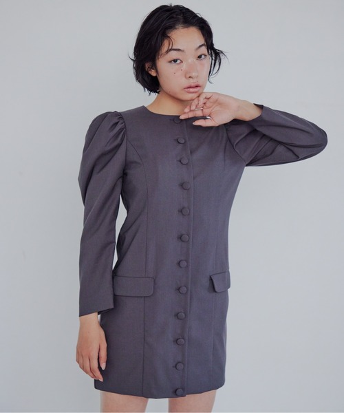 etre loin(エトルワン)の「Volume sleeve mini dress(ワンピース・レディース・グレー/ブラック/ピンクベージュ・M)」の11枚目の写真