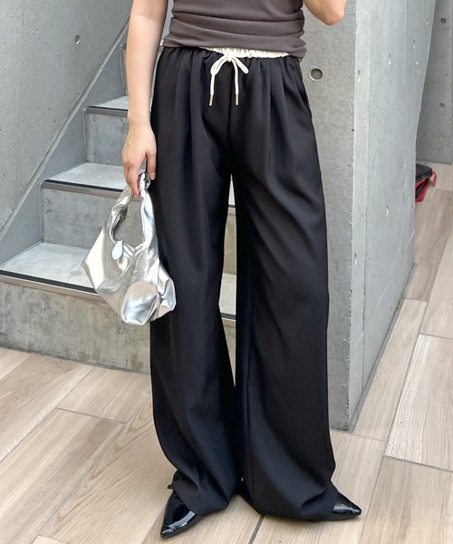 ABYS(アビス)の「ウエスト配色リラックススラックス(スラックス・レディース・グレー/ブラック・MEDIUM)」の2枚目の写真