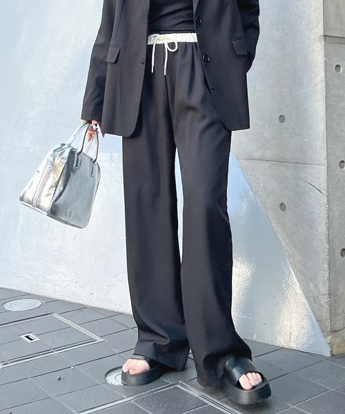 ABYS(アビス)の「ウエスト配色リラックススラックス(スラックス・レディース・グレー/ブラック・MEDIUM)」の9枚目の写真