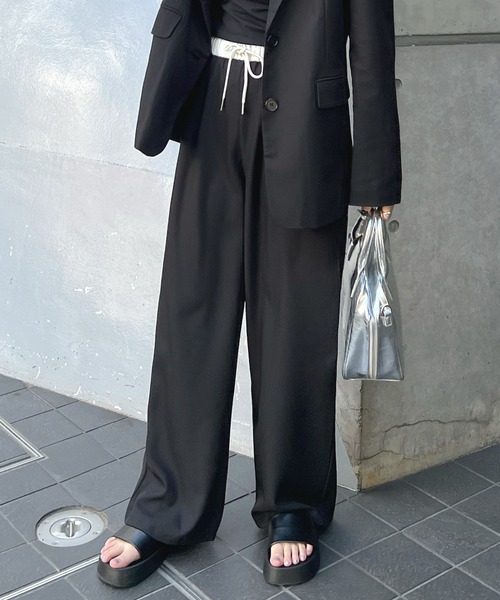 ABYS(アビス)の「ウエスト配色リラックススラックス(スラックス・レディース・グレー/ブラック・MEDIUM)」の10枚目の写真