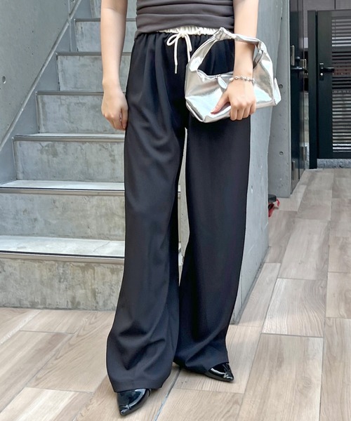 ABYS(アビス)の「ウエスト配色リラックススラックス(スラックス・レディース・グレー/ブラック・MEDIUM)」の3枚目の写真