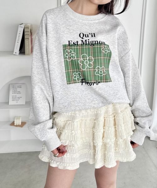 SOLLON.(ソルロン)の「チェックロゴプルオーバー(スウェット・レディース・グレー/アッシュグレー/ネイビー/ライトブルー/オートミール・FREE)」の6枚目の写真
