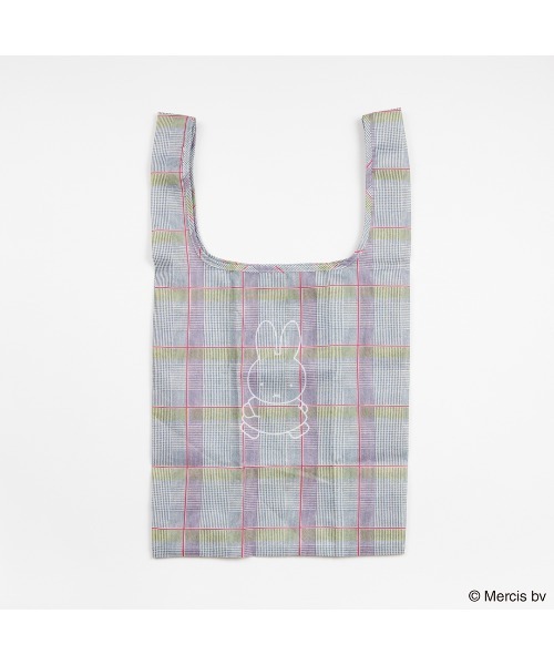 Dick Bruna(ディックブルーナ)の「MIFFY ショッピングバッグ S <チェック>(エコバッグ/サブバッグ・レディース・グレー/グリーン・FREE)」の1枚目の写真
