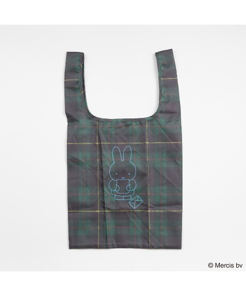 Dick Bruna(ディックブルーナ)の「MIFFY ショッピングバッグ S <チェック>(エコバッグ/サブバッグ・レディース・グレー/グリーン・FREE)」の2枚目の写真