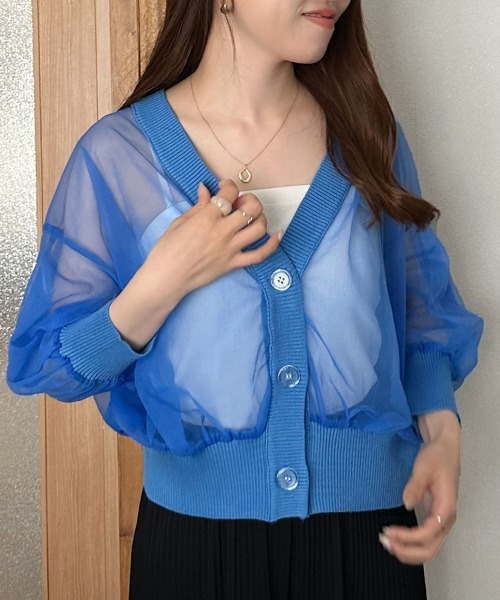 ReRe(リリ)の「シアーボレロ(カーディガン/ボレロ・レディース・ホワイト/ライトグレー/ブルー/ブラック・MEDIUM)」の4枚目の写真