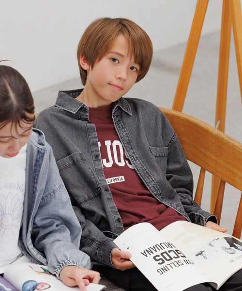 GLOBAL WORK（グローバルワーク）の「GOODデニムシャツ長袖/575587（シャツ/ブラウス・キッズ・ブラック/ブルー・140cm/160cm/150cm）」の10枚目の写真