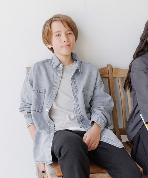 GLOBAL WORK（グローバルワーク）の「GOODデニムシャツ長袖/575587（シャツ/ブラウス・キッズ・ブラック/ブルー・140cm/160cm/150cm）」の15枚目の写真