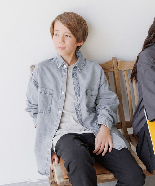 GLOBAL WORK（グローバルワーク）の「GOODデニムシャツ長袖/575587（シャツ/ブラウス・キッズ・ブラック/ブルー・140cm/160cm/150cm）」の17枚目の写真