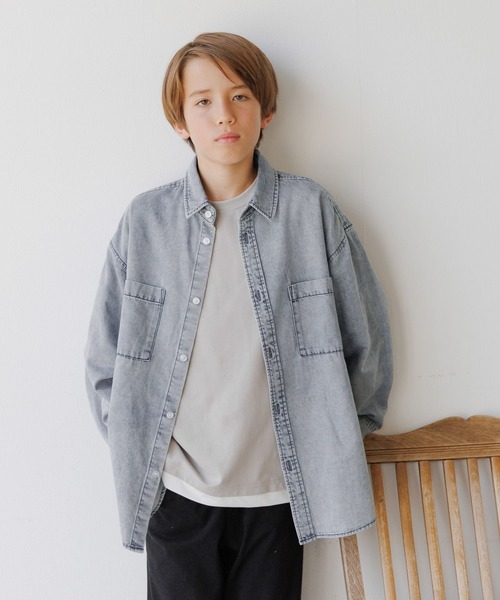 GLOBAL WORK（グローバルワーク）の「GOODデニムシャツ長袖/575587（シャツ/ブラウス・キッズ・ブラック/ブルー・140cm/160cm/150cm）」の21枚目の写真
