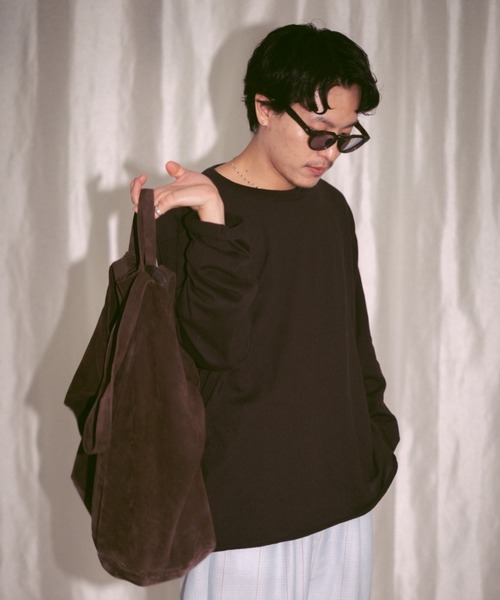 INTER FACTORY(インターファクトリー)の「2/9号室(かおこ&ひろと) - Crew Neck Cotton Knit Long Sleeve T-shirt / クルーネックコットンニットロンT made in IF Div.(ニット/セーター・メンズ・ダークブラウン/ホワイト・MEDIUM/LARGE)」の2枚目の写真