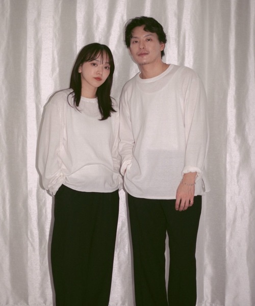 INTER FACTORY(インターファクトリー)の「2/9号室(かおこ&ひろと) - Crew Neck Cotton Knit Long Sleeve T-shirt / クルーネックコットンニットロンT made in IF Div.(ニット/セーター・メンズ・ダークブラウン/ホワイト・MEDIUM/LARGE)」の6枚目の写真