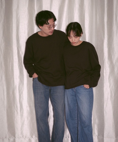 INTER FACTORY(インターファクトリー)の「2/9号室(かおこ&ひろと) - Crew Neck Cotton Knit Long Sleeve T-shirt / クルーネックコットンニットロンT made in IF Div.(ニット/セーター・メンズ・ダークブラウン/ホワイト・MEDIUM/LARGE)」の10枚目の写真