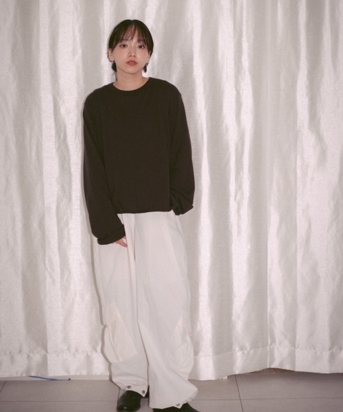 INTER FACTORY(インターファクトリー)の「2/9号室(かおこ&ひろと) - Crew Neck Cotton Knit Long Sleeve T-shirt / クルーネックコットンニットロンT made in IF Div.(ニット/セーター・メンズ・ダークブラウン/ホワイト・MEDIUM/LARGE)」の21枚目の写真