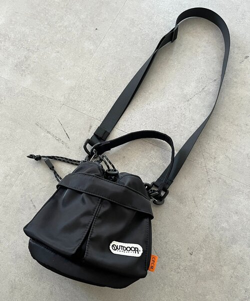 OUTDOOR PRODUCTS(アウトドアプロダクツ)の「巾着ミニショルダー(ショルダーバッグ・メンズ・ブラック/ブラウン/ネイビー・FREE)」の5枚目の写真