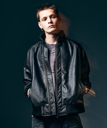 glamb(O)Leather Bomber Jacket / U[{}[WPbg(u])