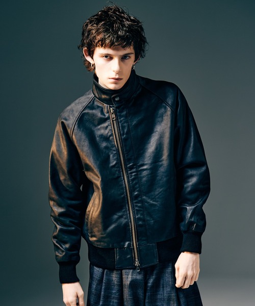 glamb（グラム）の「Leather Bomber Jacket / レザーボマージャケット（ブルゾン・メンズ・ブラック/ブラウン・S/M/L）」の2枚目の写真