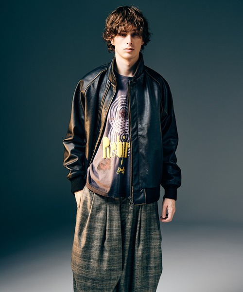 glamb（グラム）の「Leather Bomber Jacket / レザーボマージャケット（ブルゾン・メンズ・ブラック/ブラウン・S/M/L）」の11枚目の写真