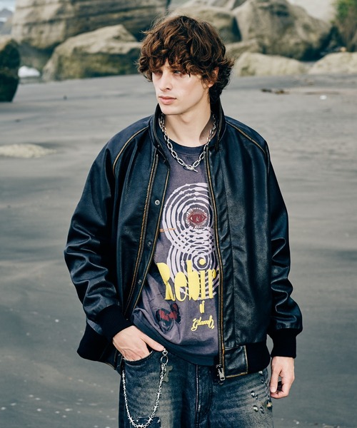 glamb（グラム）の「Leather Bomber Jacket / レザーボマージャケット（ブルゾン・メンズ・ブラック/ブラウン・S/M/L）」の13枚目の写真