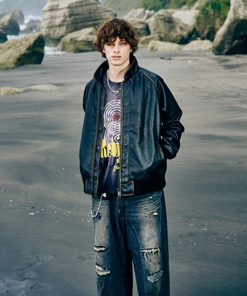 glamb（グラム）の「Leather Bomber Jacket / レザーボマージャケット（ブルゾン・メンズ・ブラック/ブラウン・S/M/L）」の14枚目の写真