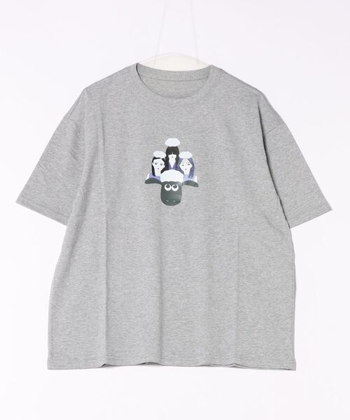 ACCOMMODE（アコモデ）の「【ひつじのショーン】羊文学オーバーシルエットTシャツ（Tシャツ/カットソー・レディース・グレー/ホワイト・L/M）」の2枚目の写真