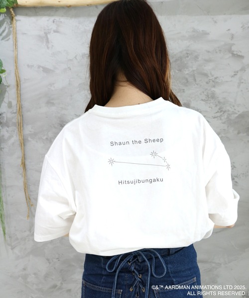 ACCOMMODE（アコモデ）の「【ひつじのショーン】羊文学オーバーシルエットTシャツ（Tシャツ/カットソー・レディース・グレー/ホワイト・L/M）」の5枚目の写真