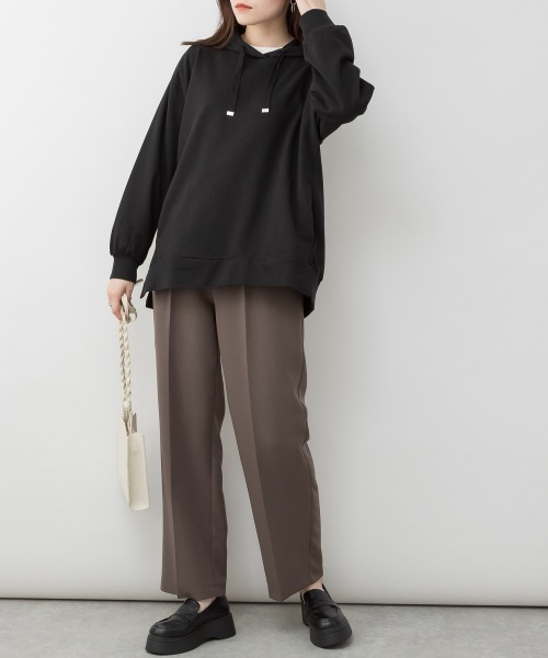 RCD(アールシーディー)の「ミニ裏毛脇スリットプルオーバーパーカー(Tシャツ/カットソー・レディース・ライトカーキ/杢グレー/ブラック・LL~3L/4L~5L/M-L)」の13枚目の写真