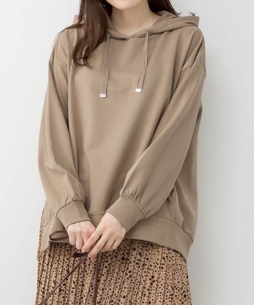RCD(アールシーディー)の「ミニ裏毛脇スリットプルオーバーパーカー(Tシャツ/カットソー・レディース・ライトカーキ/杢グレー/ブラック・LL~3L/4L~5L/M-L)」の10枚目の写真