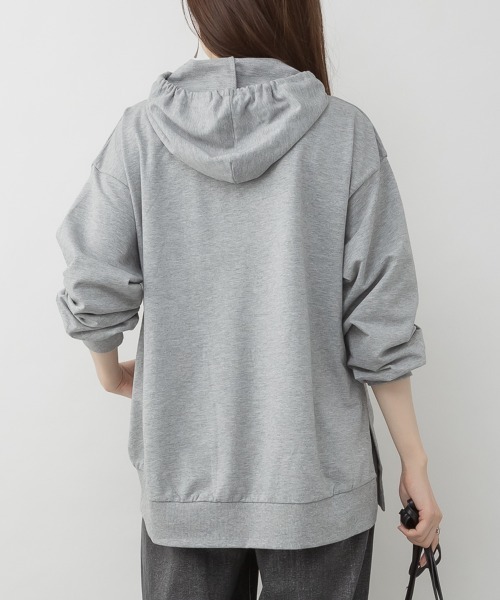 RCD(アールシーディー)の「ミニ裏毛脇スリットプルオーバーパーカー(Tシャツ/カットソー・レディース・ライトカーキ/杢グレー/ブラック・LL~3L/4L~5L/M-L)」の9枚目の写真