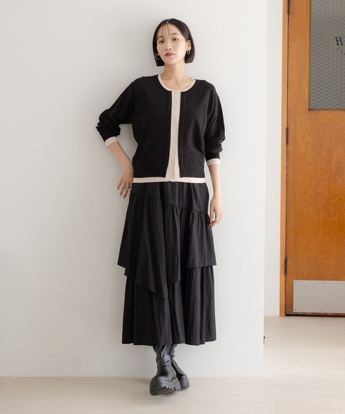 LOWRYS FARM（ローリーズファーム）の「ハイショククルーカーディガン　581256（カーディガン/ボレロ・レディース・ブラック/ブラウン/レッド・FREE）」の4枚目の写真