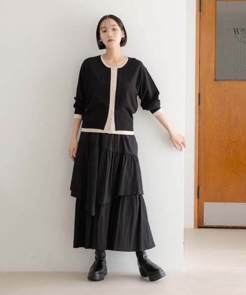 LOWRYS FARM（ローリーズファーム）の「ハイショククルーカーディガン　581256（カーディガン/ボレロ・レディース・ブラック/ブラウン/レッド・FREE）」の6枚目の写真