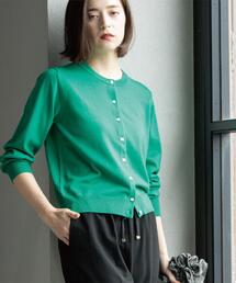 クルーニットカーディガン/エクストラファインメリノウール【THEシリーズ/洗濯機OK】