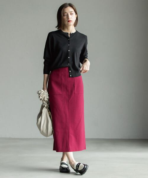 OPAQUE.CLIP（オペークドットクリップ）の「クルーニットカーディガン/エクストラファインメリノウール【THEシリーズ/洗濯機OK】（カーディガン/ボレロ・レディース・グレー/ブルー系その他7/ブラック/グリーン/ワインレッド/キャメル・38/40/36/42）」の15枚目の写真