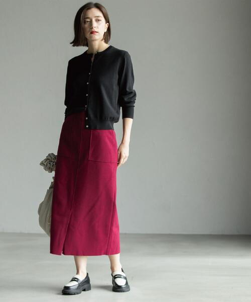 OPAQUE.CLIP（オペークドットクリップ）の「クルーニットカーディガン/エクストラファインメリノウール【THEシリーズ/洗濯機OK】（カーディガン/ボレロ・レディース・グレー/ブルー系その他7/ブラック/グリーン/ワインレッド/キャメル・38/40/36/42）」の16枚目の写真