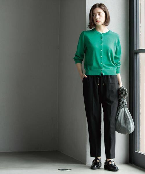 OPAQUE.CLIP（オペークドットクリップ）の「クルーニットカーディガン/エクストラファインメリノウール【THEシリーズ/洗濯機OK】（カーディガン/ボレロ・レディース・グレー/ブルー系その他7/ブラック/グリーン/ワインレッド/キャメル・38/40/36/42）」の20枚目の写真