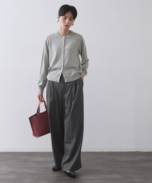 クルーニットカーディガン/エクストラファインメリノウール【THE