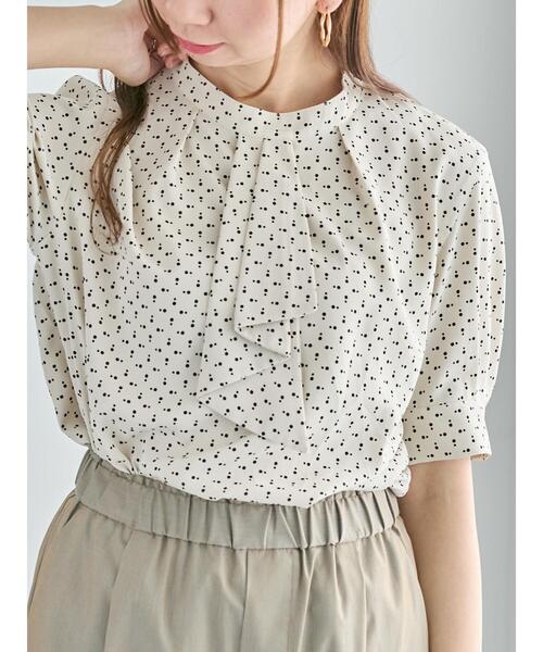 Te chichi（テチチ）の「パターンアソート5分袖ボウタイブラウス（シャツ/ブラウス・レディース・ブルー/オレンジ/ネイビー/ベージュ・F）」の2枚目の写真