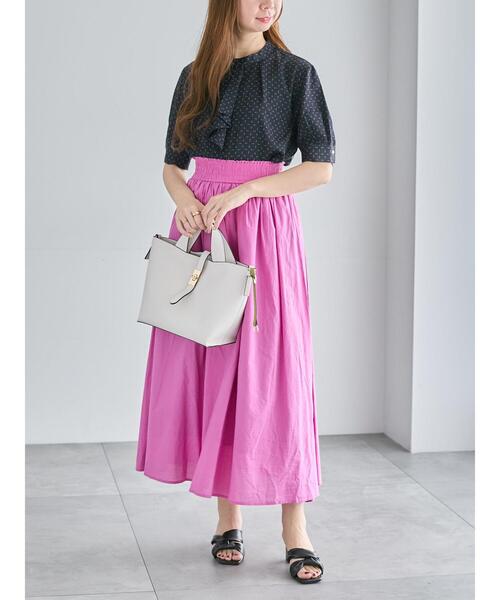 Te chichi（テチチ）の「パターンアソート5分袖ボウタイブラウス（シャツ/ブラウス・レディース・ブルー/オレンジ/ネイビー/ベージュ・F）」の7枚目の写真