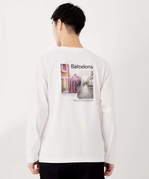 THE SHOP TK （ザ ショップ ティーケー ）の「フォトグラフプリント長袖Tシャツ【洗濯機OK】（Tシャツ/カットソー・メンズ・ブラック/オフホワイト/ブラウン系9/ホワイト系8・02/03/04）」の2枚目の写真