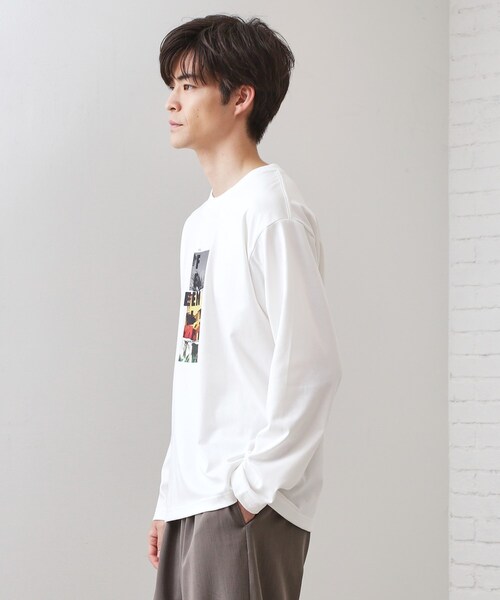 THE SHOP TK （ザ ショップ ティーケー ）の「フォトグラフプリント長袖Tシャツ【洗濯機OK】（Tシャツ/カットソー・メンズ・ブラック/オフホワイト/ブラウン系9/ホワイト系8・02/03/04）」の15枚目の写真