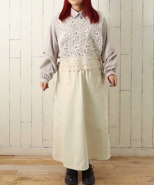 Bleu Bleuet(ブルーブルーエ)の「レース風刺繍ベスト(ベスト・レディース・アイボリー・FREE)」の2枚目の写真