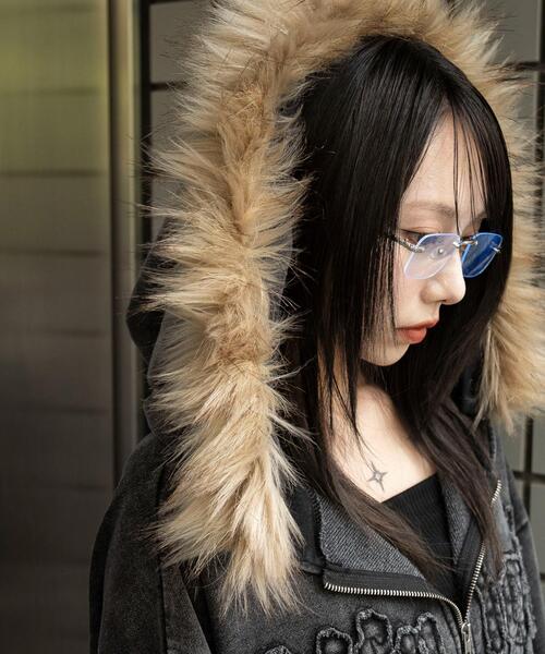 WEGO（ウィゴー）の「WEGO/ファーフードBIGZIPパーカー（パーカー・レディース・ブラウン/スミクロ・FREE）」の9枚目の写真