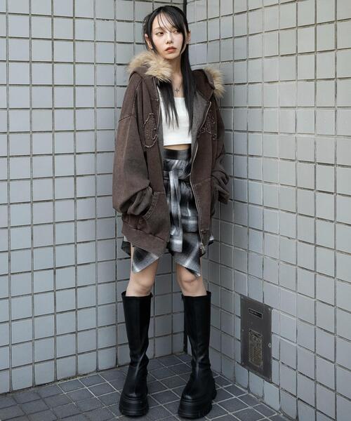 WEGO（ウィゴー）の「WEGO/ファーフードBIGZIPパーカー（パーカー・レディース・ブラウン/スミクロ・FREE）」の19枚目の写真